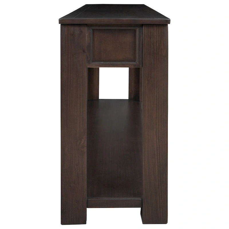 Console/table d'appoint avec tiroirs de rangement et étagère inférieure - 63 cm (L) x 14 cm (l) x 30 cm (H)