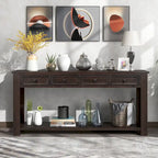 Console/table d'appoint avec tiroirs de rangement et étagère inférieure - 63 cm (L) x 14 cm (l) x 30 cm (H)