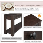 Console/table d'appoint avec tiroirs de rangement et étagère inférieure - 63 cm (L) x 14 cm (l) x 30 cm (H)