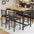 Ensemble de salle à manger 5 pièces, table de bar, tabourets en PU avec dossier