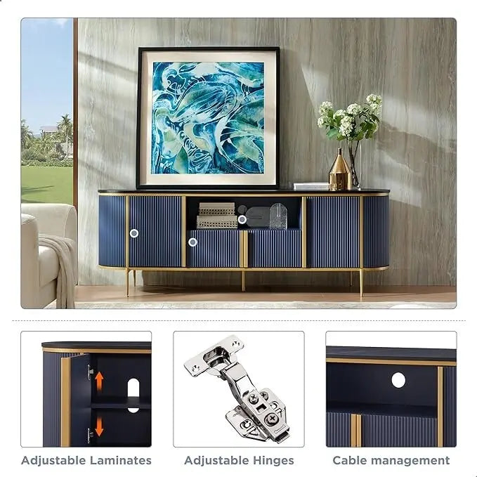 Meuble TV moderne et luxueux, centre de divertissement, avec plateau en imitation marbre