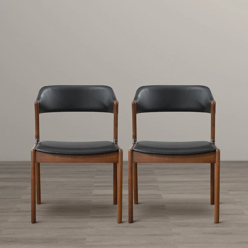 Chaises de salle à manger contemporaines Duluth en cuir végétalien noir (lot de 2)
