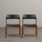 Chaises de salle à manger contemporaines Duluth en cuir végétalien noir (lot de 2)