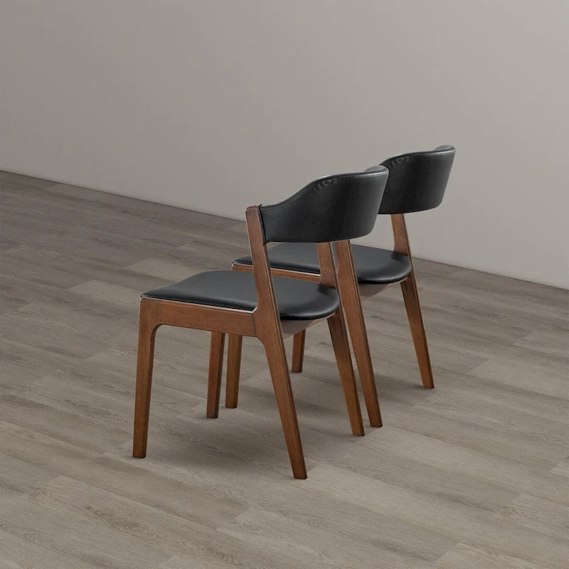 Chaises de salle à manger contemporaines Duluth en cuir végétalien noir (lot de 2)