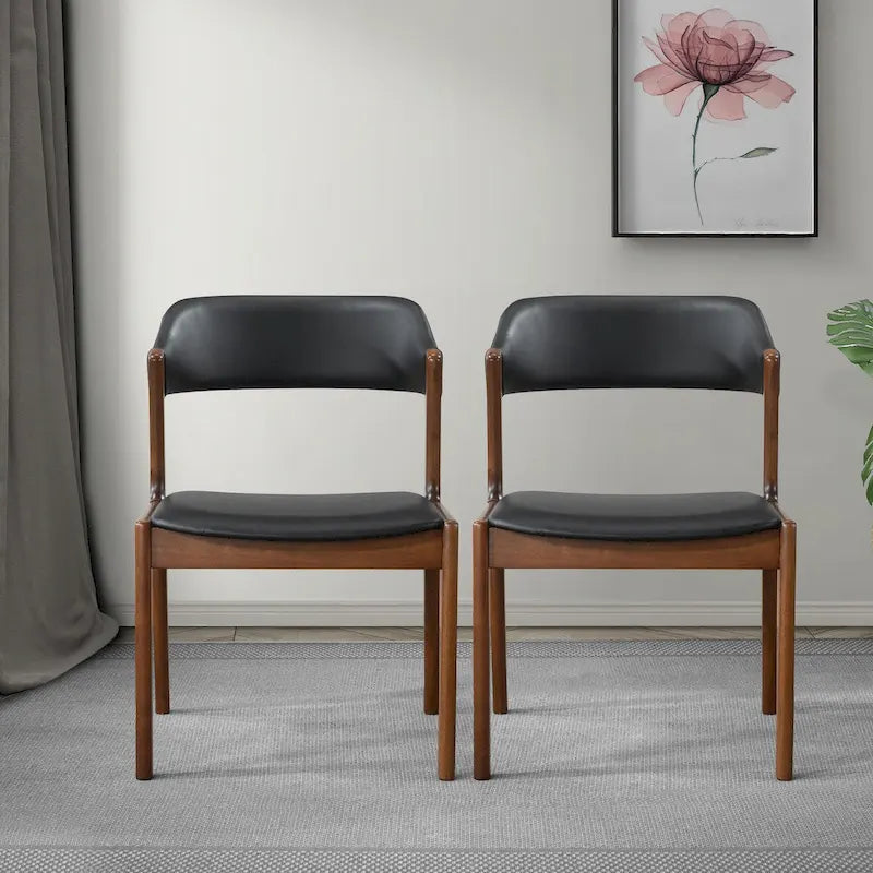 Chaises de salle à manger contemporaines Duluth en cuir végétalien noir (lot de 2)