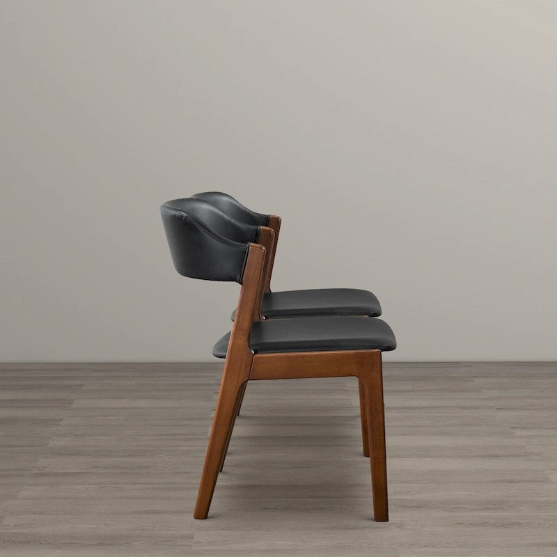 Chaises de salle à manger contemporaines Duluth en cuir végétalien noir (lot de 2)