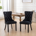 Ensemble de 2 chaises de salle à manger rembourrées en velours avec garniture cloutée et pieds en bois