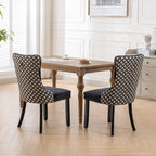 Ensemble de 2 chaises de salle à manger rembourrées en velours avec garniture cloutée et pieds en bois