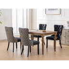 Ensemble de 2 chaises de salle à manger rembourrées en velours avec garniture cloutée et pieds en bois