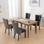 Ensemble de 2 chaises de salle à manger rembourrées en velours avec garniture cloutée et pieds en bois