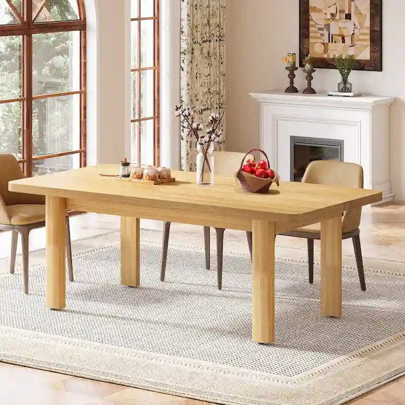 Table de salle à manger pour 4 à 6 personnes, table de cuisine de style campagnard de 160 cm avec pieds en bois massif