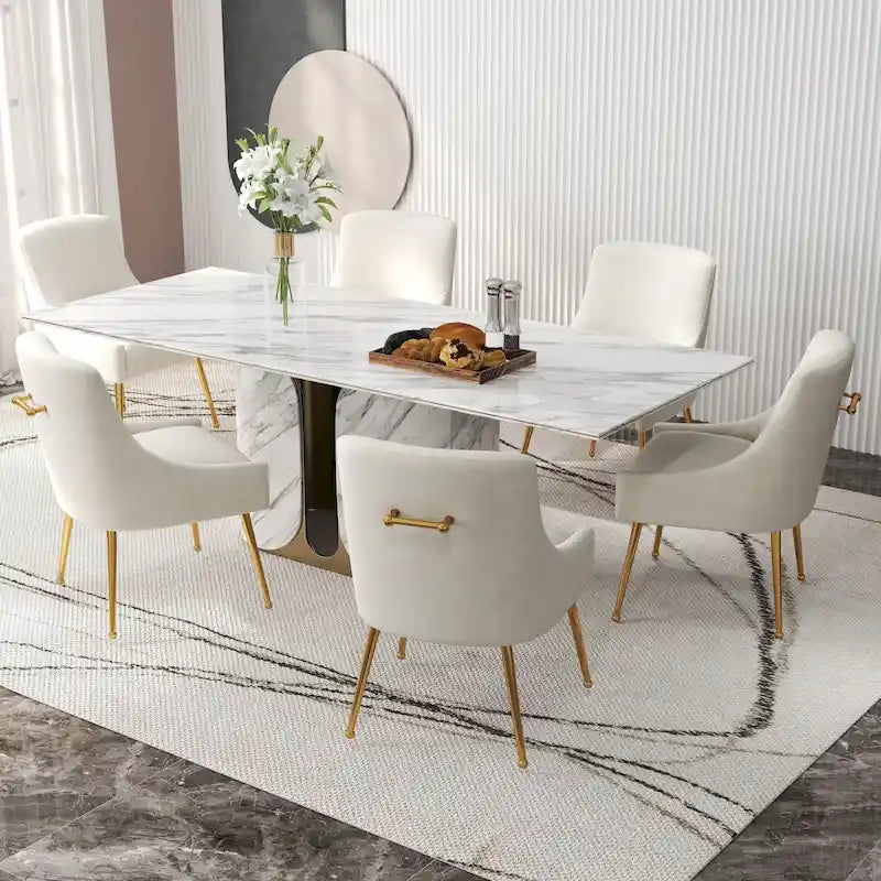 Ensemble de 6 chaises de salle à manger SEYNAR en velours, style moderne et glamour, sans accoudoirs.