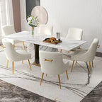 Ensemble de 6 chaises de salle à manger SEYNAR en velours, style moderne et glamour, sans accoudoirs.