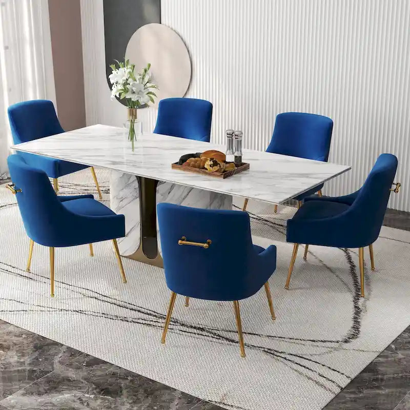 Ensemble de 6 chaises de salle à manger SEYNAR en velours, style moderne et glamour, sans accoudoirs.