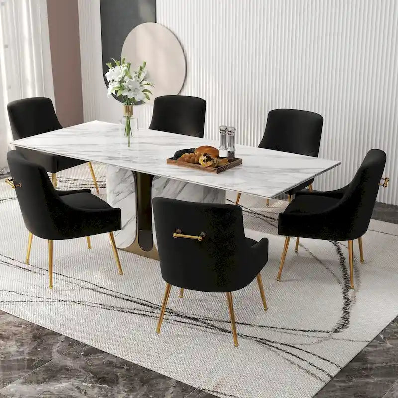 Ensemble de 6 chaises de salle à manger SEYNAR en velours, style moderne et glamour, sans accoudoirs.