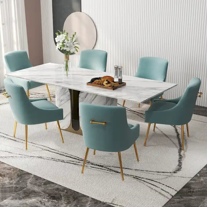 Ensemble de 6 chaises de salle à manger SEYNAR en velours, style moderne et glamour, sans accoudoirs.