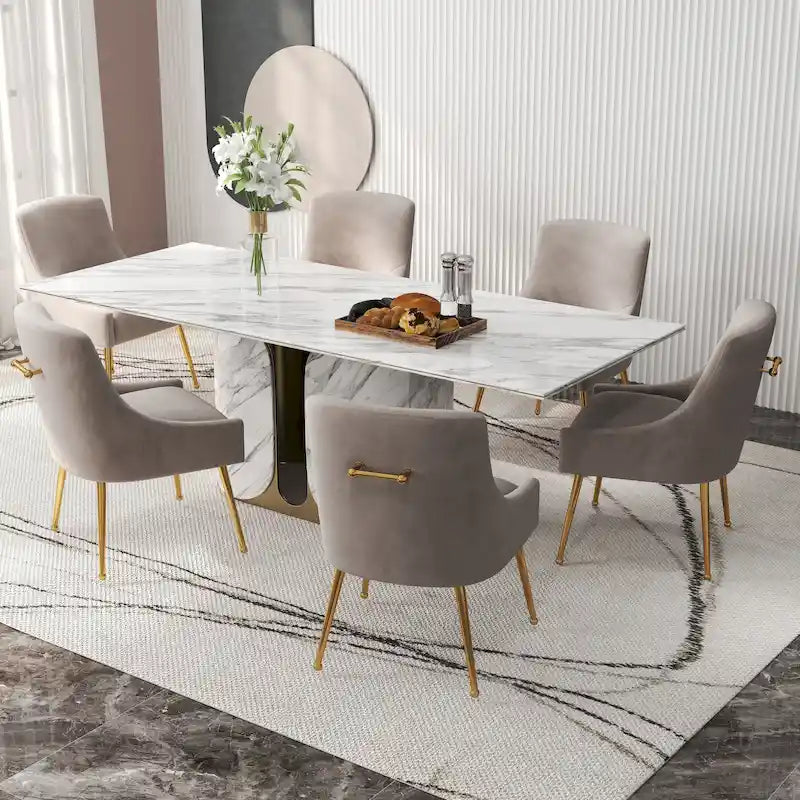 Ensemble de 6 chaises de salle à manger SEYNAR en velours, style moderne et glamour, sans accoudoirs.