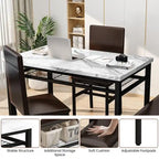Ensemble de salle à manger moderne 4 pièces, table de cuisine en faux marbre avec banc et chaises en cuir PU pour la cuisine et la salle à manger