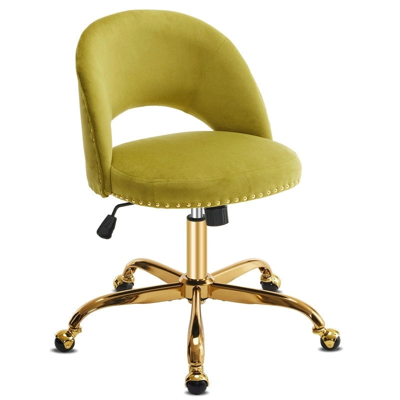 Chaise de bureau en velours, fauteuil pivotant, chaises de bureau modernes et mignonnes en tissu avec roulettes pour le bureau à domicile