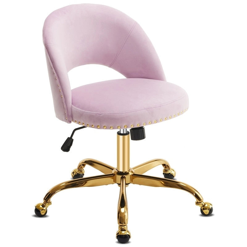 Chaise de bureau en velours, fauteuil pivotant, chaises de bureau modernes et mignonnes en tissu avec roulettes pour le bureau à domicile