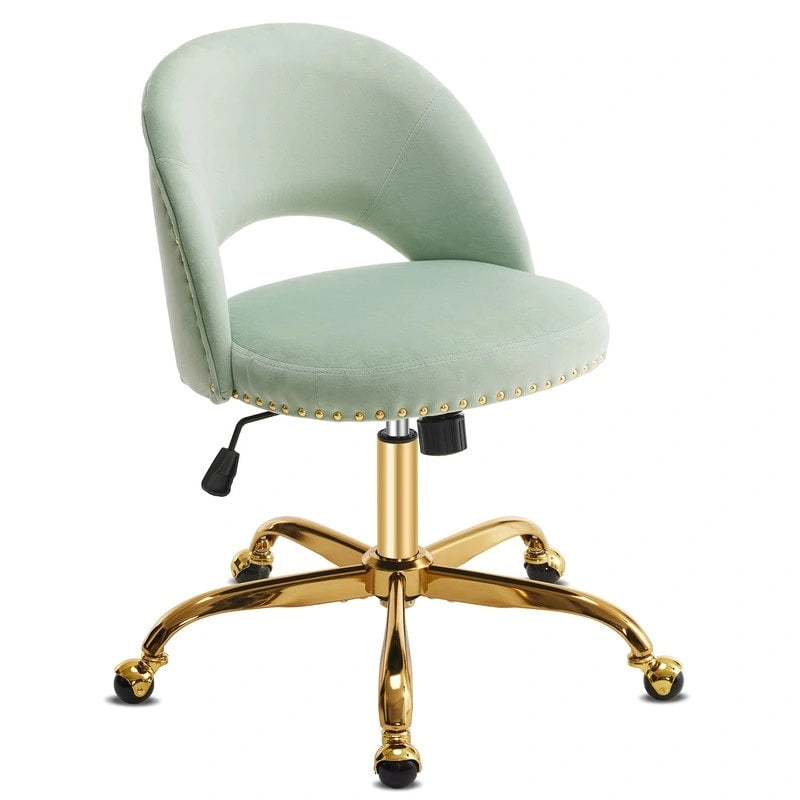 Chaise de bureau en velours, fauteuil pivotant, chaises de bureau modernes et mignonnes en tissu avec roulettes pour le bureau à domicile