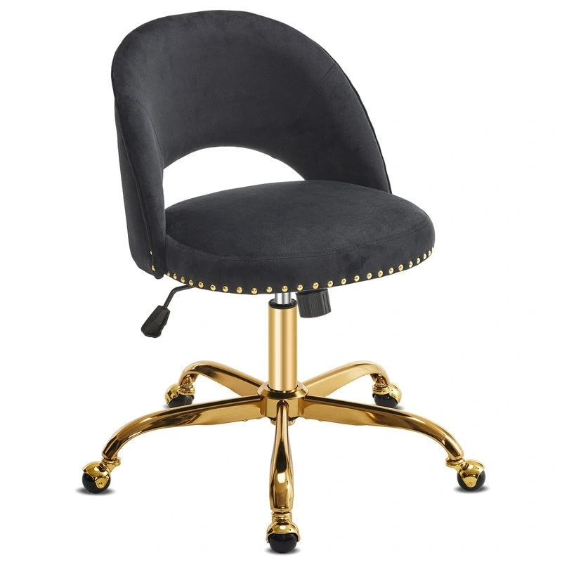 Chaise de bureau en velours, fauteuil pivotant, chaises de bureau modernes et mignonnes en tissu avec roulettes pour le bureau à domicile