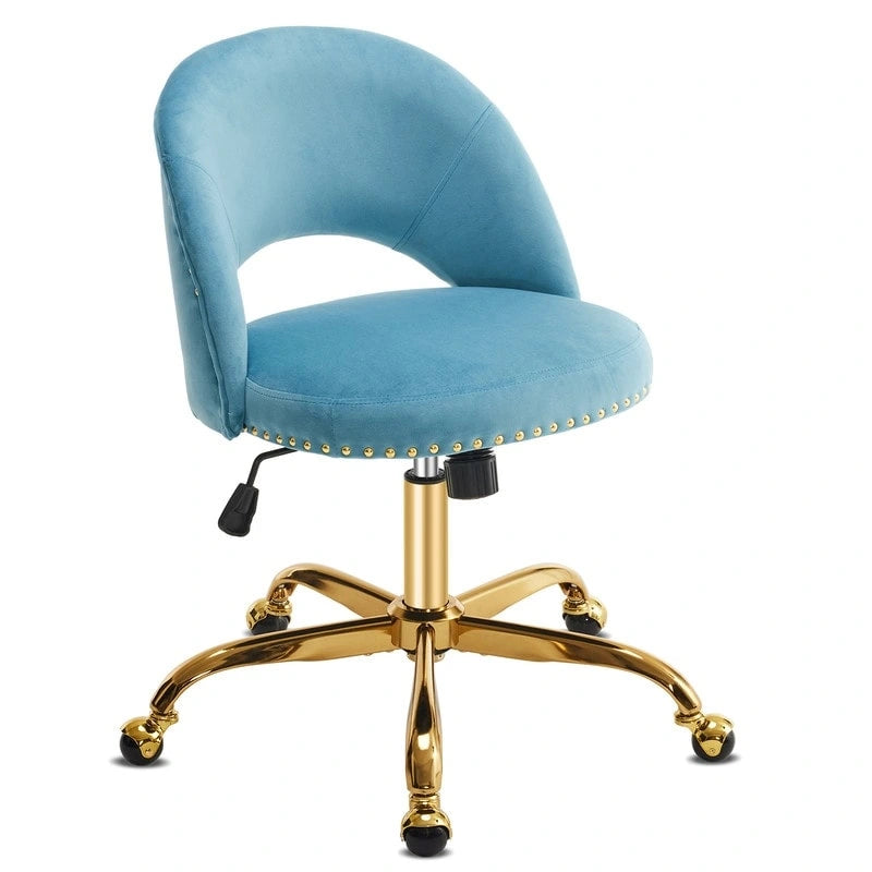 Chaise de bureau en velours, fauteuil pivotant, chaises de bureau modernes et mignonnes en tissu avec roulettes pour le bureau à domicile