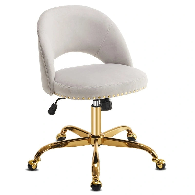 Chaise de bureau en velours, fauteuil pivotant, chaises de bureau modernes et mignonnes en tissu avec roulettes pour le bureau à domicile
