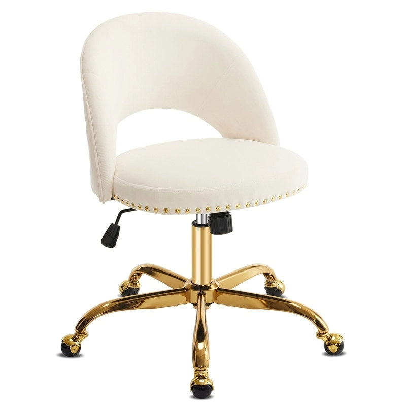 Chaise de bureau en velours, fauteuil pivotant, chaises de bureau modernes et mignonnes en tissu avec roulettes pour le bureau à domicile