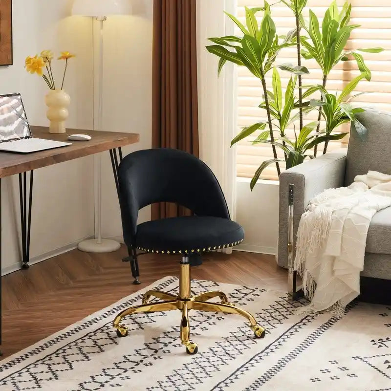 Chaise de bureau en velours, fauteuil pivotant, chaises de bureau modernes et mignonnes en tissu avec roulettes pour le bureau à domicile