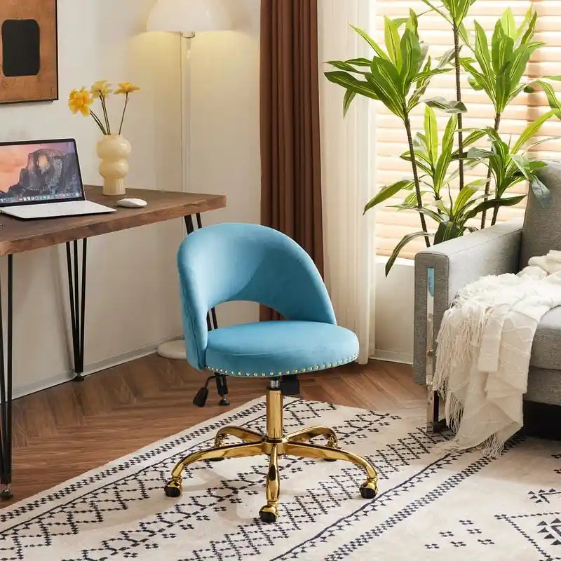 Chaise de bureau en velours, fauteuil pivotant, chaises de bureau modernes et mignonnes en tissu avec roulettes pour le bureau à domicile