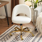 Chaise de bureau en velours, fauteuil pivotant, chaises de bureau modernes et mignonnes en tissu avec roulettes pour le bureau à domicile
