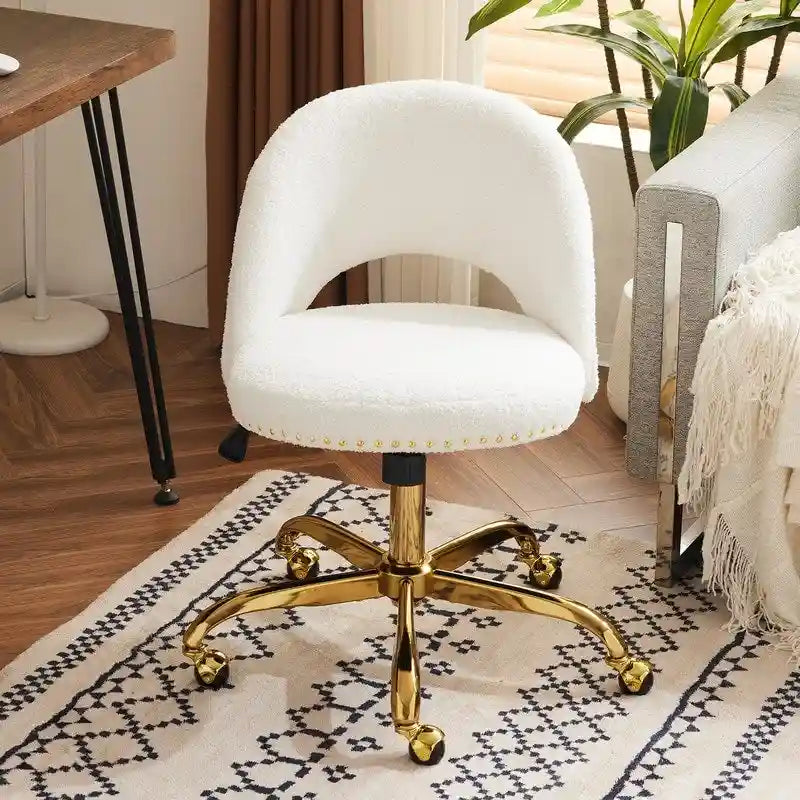 Chaise de bureau en velours, fauteuil pivotant, chaises de bureau modernes et mignonnes en tissu avec roulettes pour le bureau à domicile