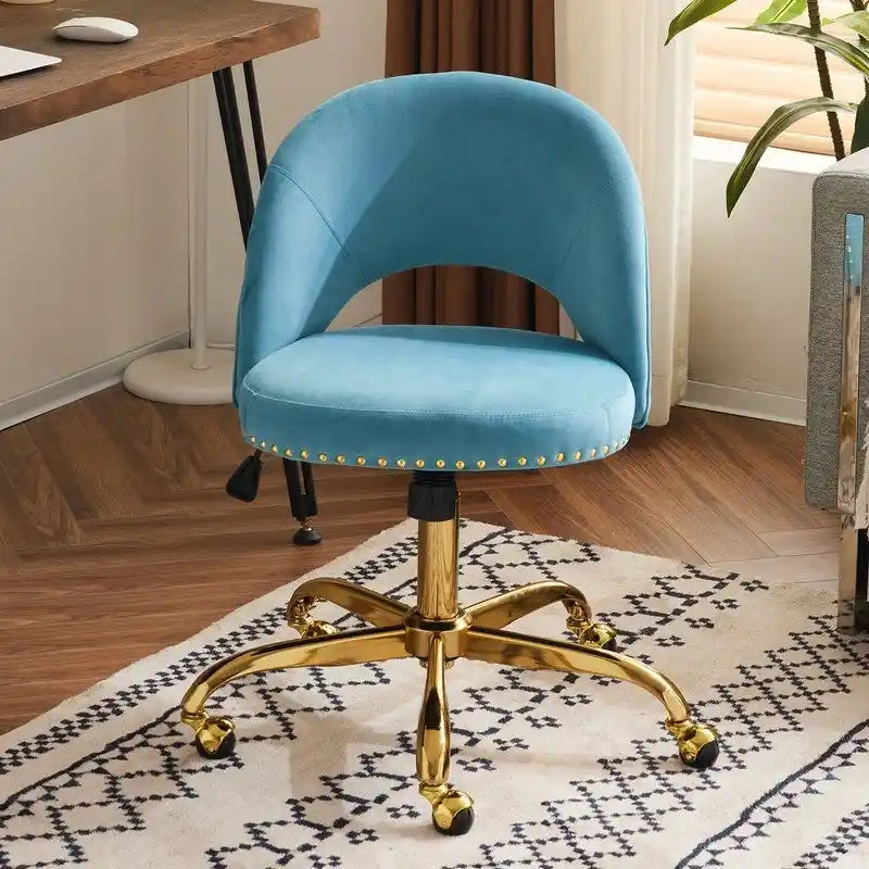 Chaise de bureau en velours, fauteuil pivotant, chaises de bureau modernes et mignonnes en tissu avec roulettes pour le bureau à domicile