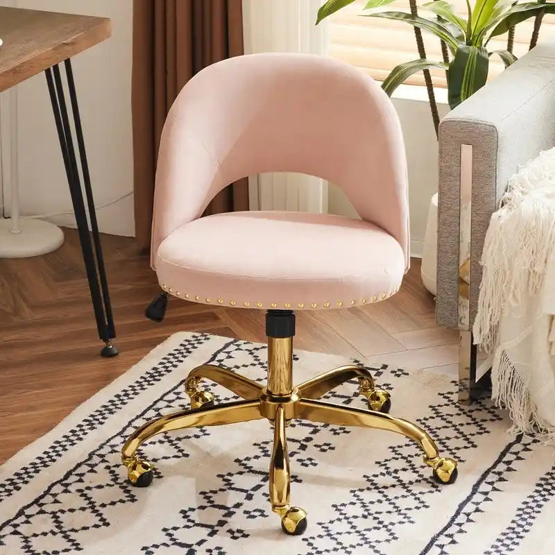 Chaise de bureau en velours, fauteuil pivotant, chaises de bureau modernes et mignonnes en tissu avec roulettes pour le bureau à domicile