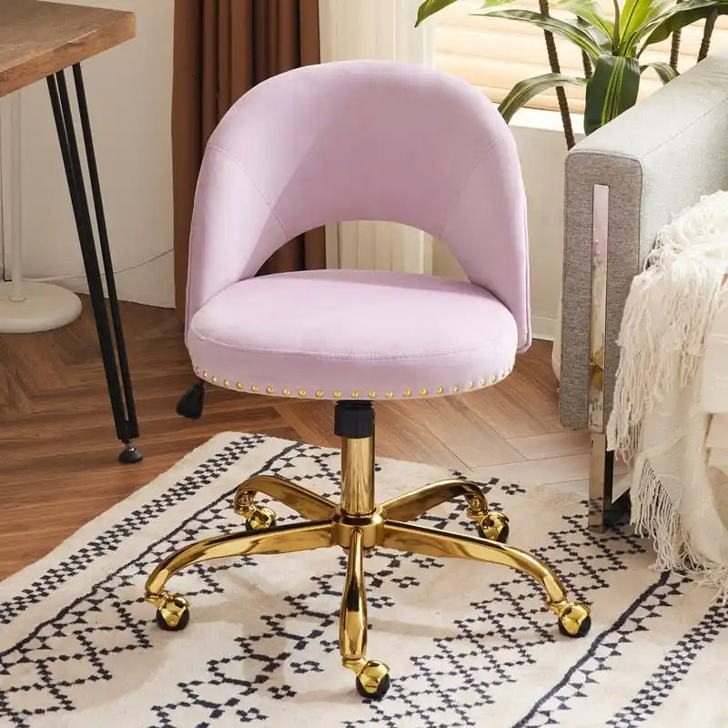 Chaise de bureau en velours, fauteuil pivotant, chaises de bureau modernes et mignonnes en tissu avec roulettes pour le bureau à domicile