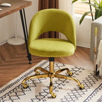 Chaise de bureau en velours, fauteuil pivotant, chaises de bureau modernes et mignonnes en tissu avec roulettes pour le bureau à domicile