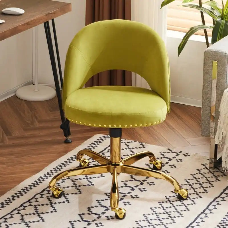 Chaise de bureau en velours, fauteuil pivotant, chaises de bureau modernes et mignonnes en tissu avec roulettes pour le bureau à domicile