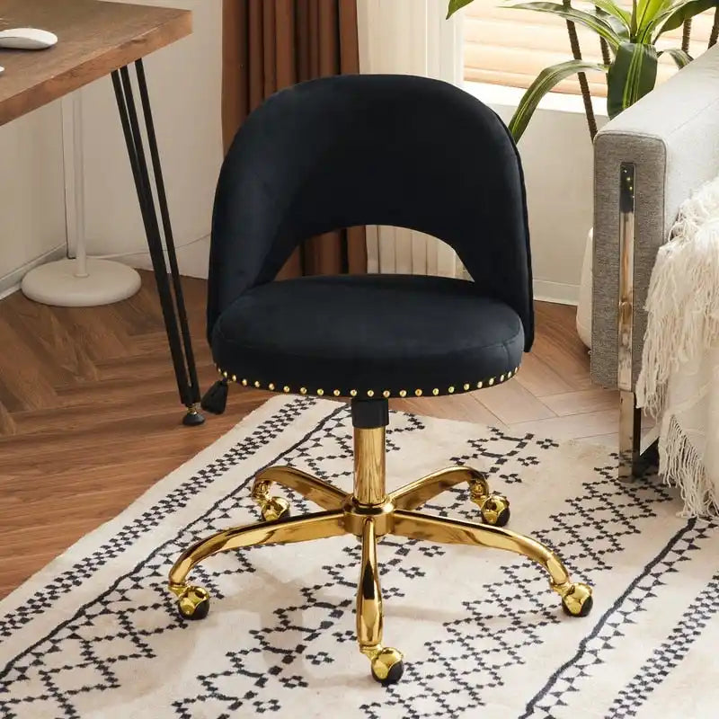 Chaise de bureau en velours, fauteuil pivotant, chaises de bureau modernes et mignonnes en tissu avec roulettes pour le bureau à domicile
