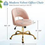 Chaise de bureau en velours, fauteuil pivotant, chaises de bureau modernes et mignonnes en tissu avec roulettes pour le bureau à domicile