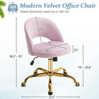 Chaise de bureau en velours, fauteuil pivotant, chaises de bureau modernes et mignonnes en tissu avec roulettes pour le bureau à domicile
