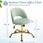 Chaise de bureau en velours, fauteuil pivotant, chaises de bureau modernes et mignonnes en tissu avec roulettes pour le bureau à domicile