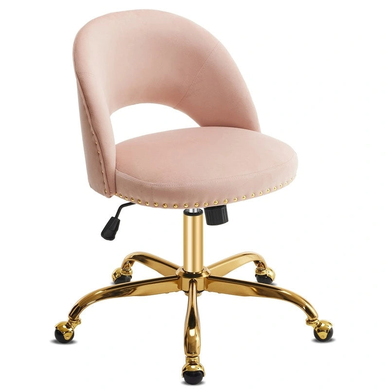 Chaise de bureau en velours, fauteuil pivotant, chaises de bureau modernes et mignonnes en tissu avec roulettes pour le bureau à domicile