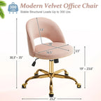 Chaise de bureau en velours, fauteuil pivotant, chaises de bureau modernes et mignonnes en tissu avec roulettes pour le bureau à domicile