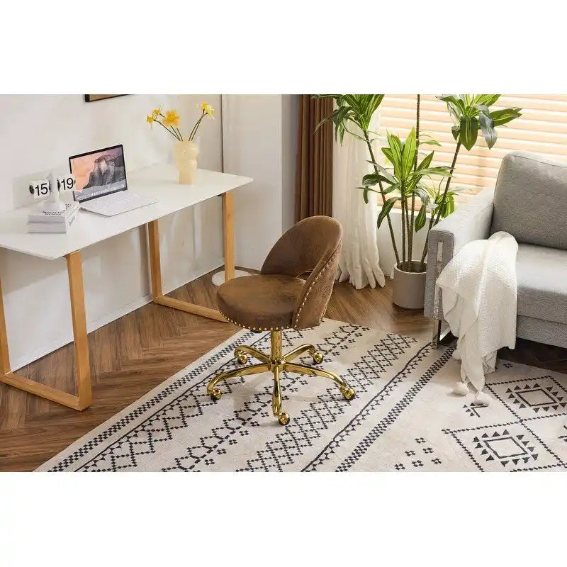 Chaise de bureau en velours, fauteuil pivotant, chaises de bureau modernes et mignonnes en tissu avec roulettes pour le bureau à domicile