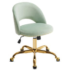 Chaise de bureau en velours, fauteuil pivotant, chaises de bureau modernes et mignonnes en tissu avec roulettes pour le bureau à domicile