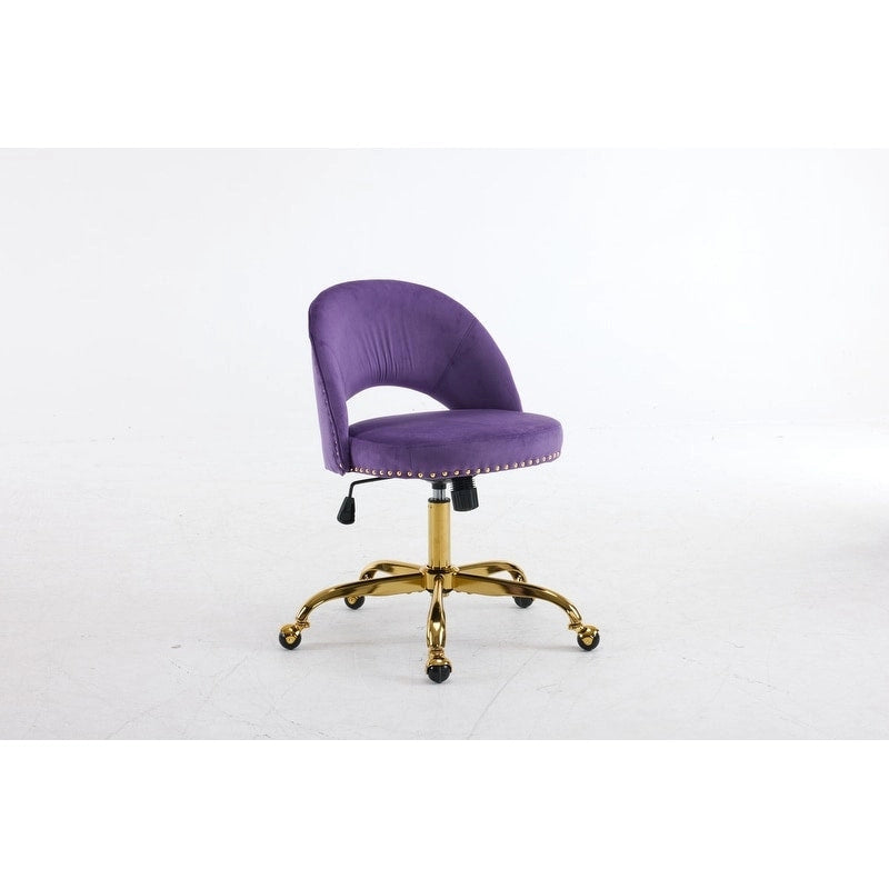 Chaise de bureau en velours, fauteuil pivotant, chaises de bureau modernes et mignonnes en tissu avec roulettes pour le bureau à domicile