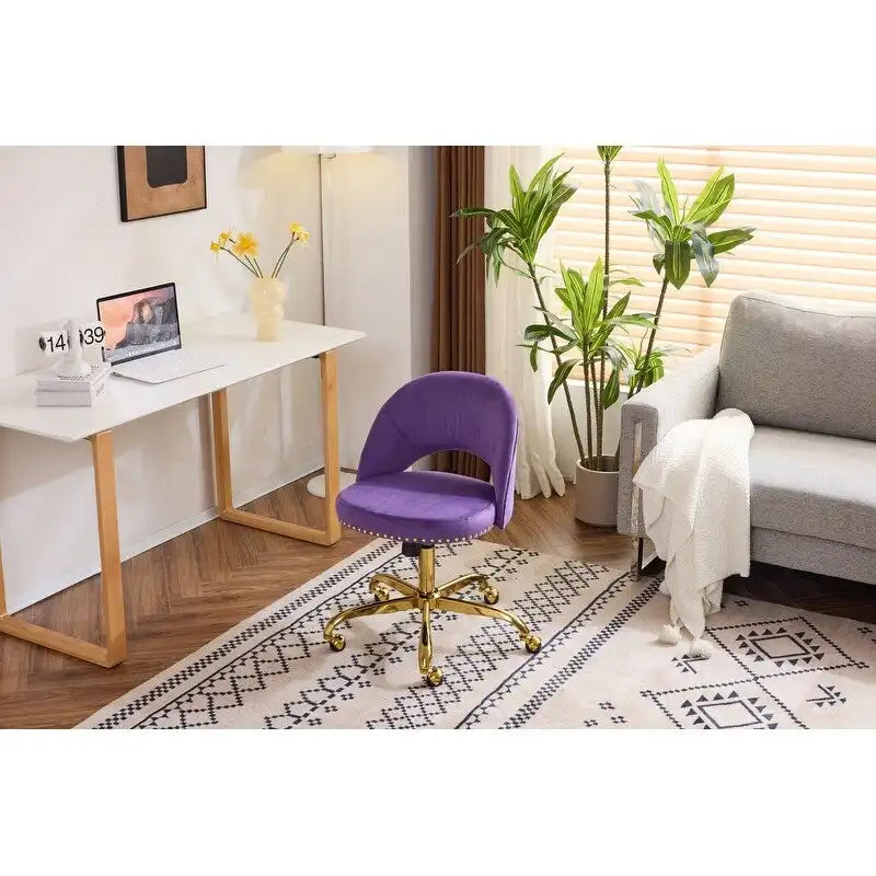 Chaise de bureau en velours, fauteuil pivotant, chaises de bureau modernes et mignonnes en tissu avec roulettes pour le bureau à domicile