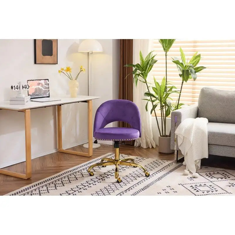 Chaise de bureau en velours, fauteuil pivotant, chaises de bureau modernes et mignonnes en tissu avec roulettes pour le bureau à domicile