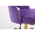 Chaise de bureau en velours, fauteuil pivotant, chaises de bureau modernes et mignonnes en tissu avec roulettes pour le bureau à domicile